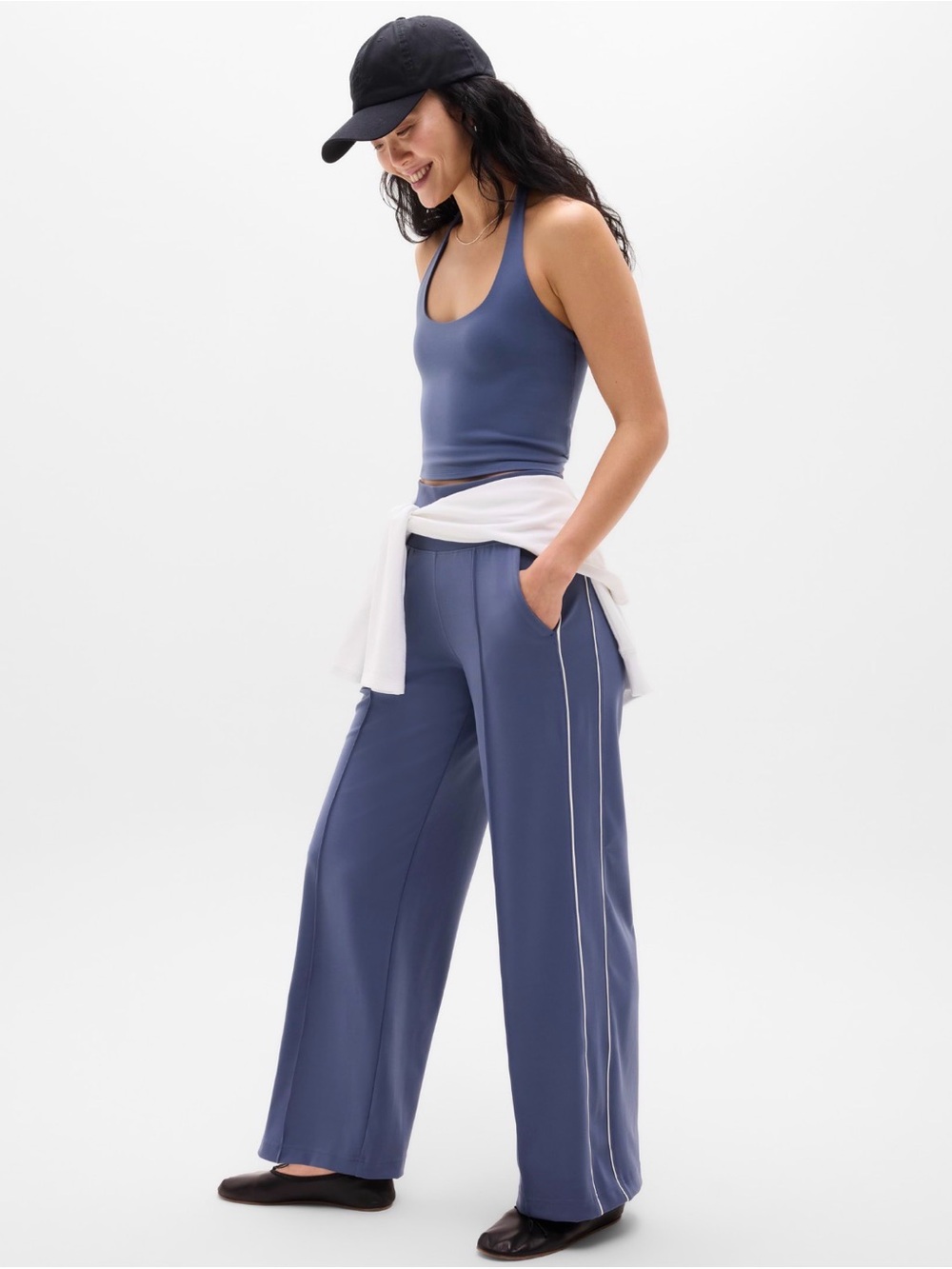 NWT Athleta Venice Track Stripe Celestial Wide Leg Pant Size Small